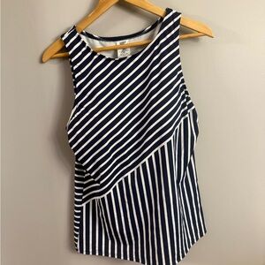 Lands' End Navy and White Striped Women’s Swim Tankini Top